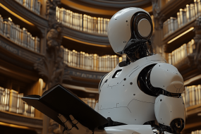 Robot consultant IA dans une bibliothèque numérique
