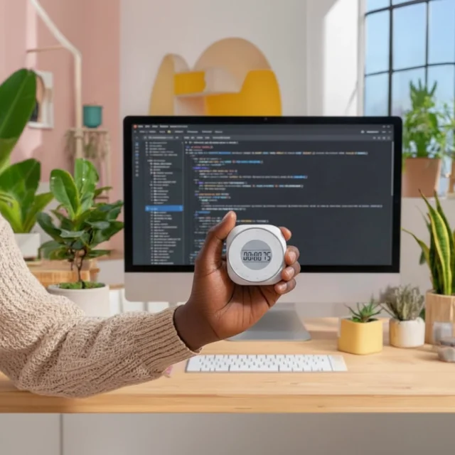 Développeur tenant un chronomètre pour optimiser