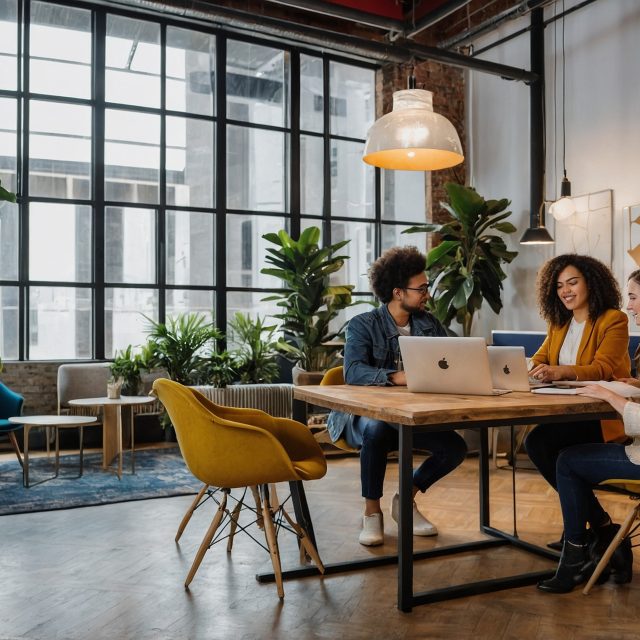 Deux personnes assises à une table avec des ordinateurs portables
