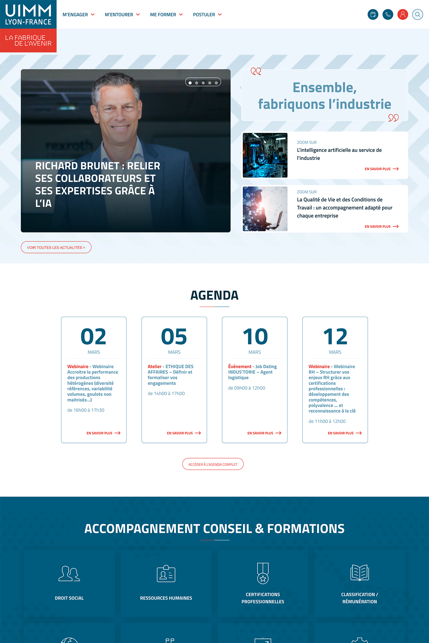 Capture du site UIMM réalisé par l'Agence KN